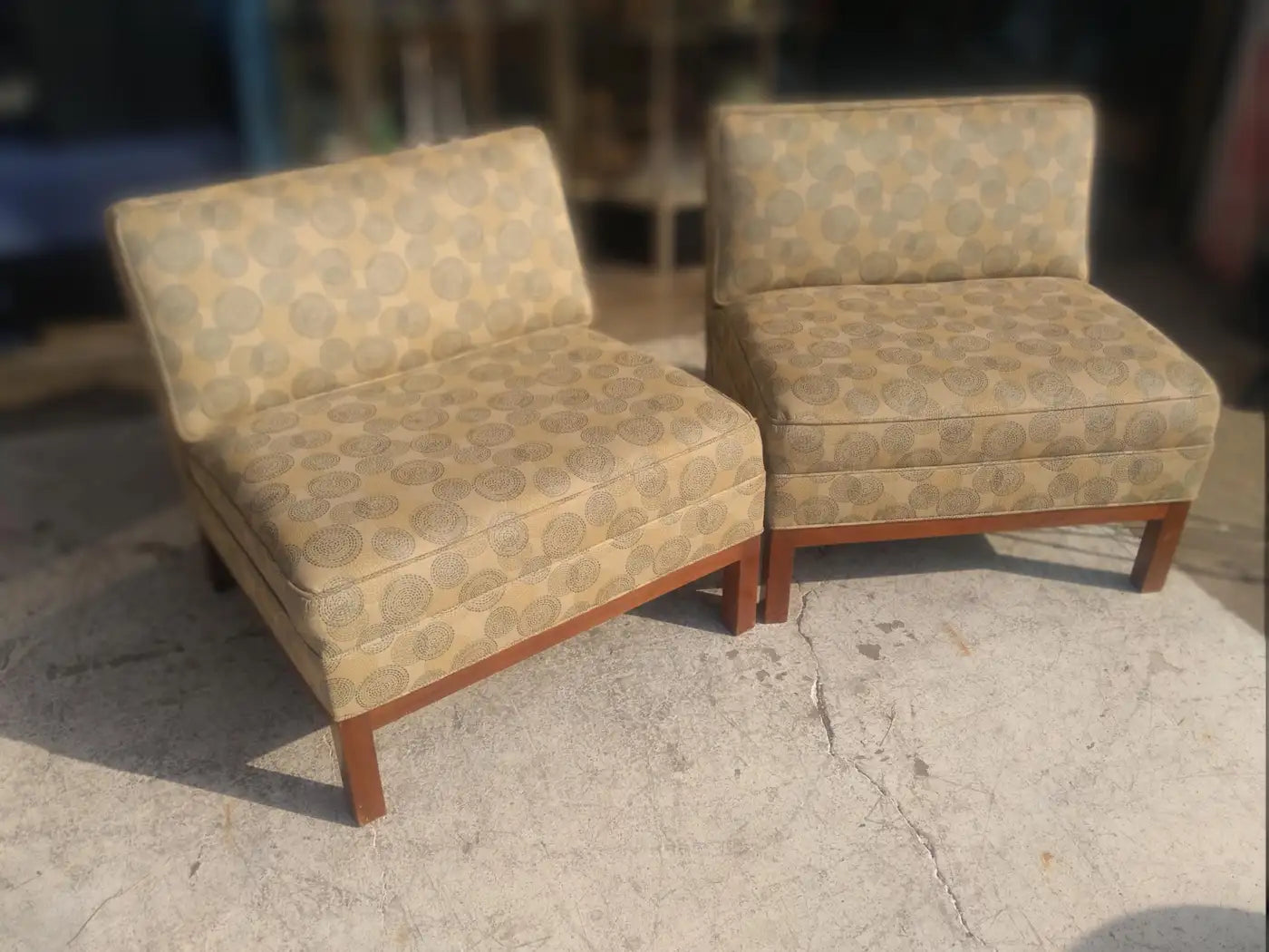 Mid-century modern slipper chairs inspired by Edward Wormley