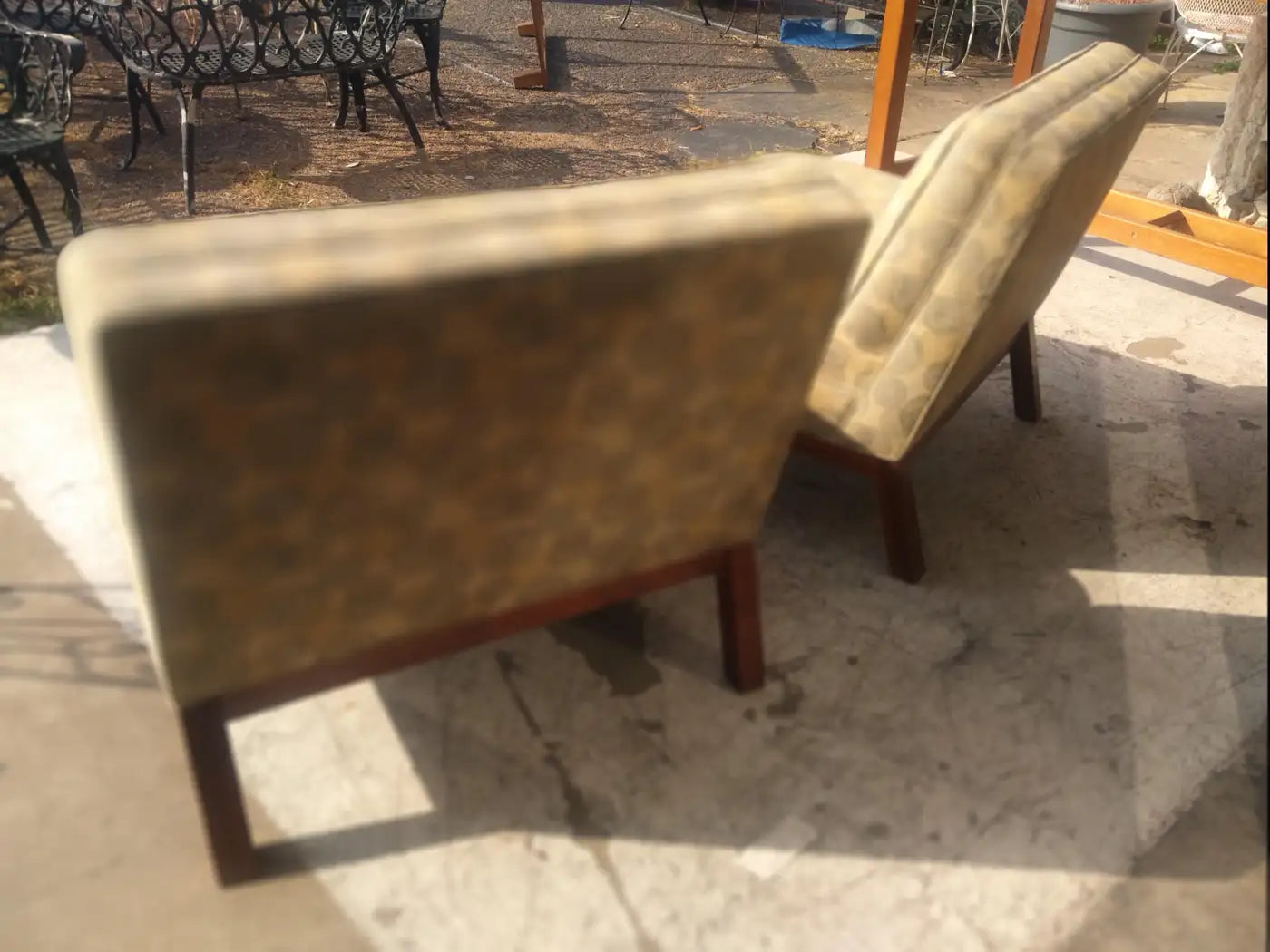 Elegant Edward Wormley style lounge slipper chairs