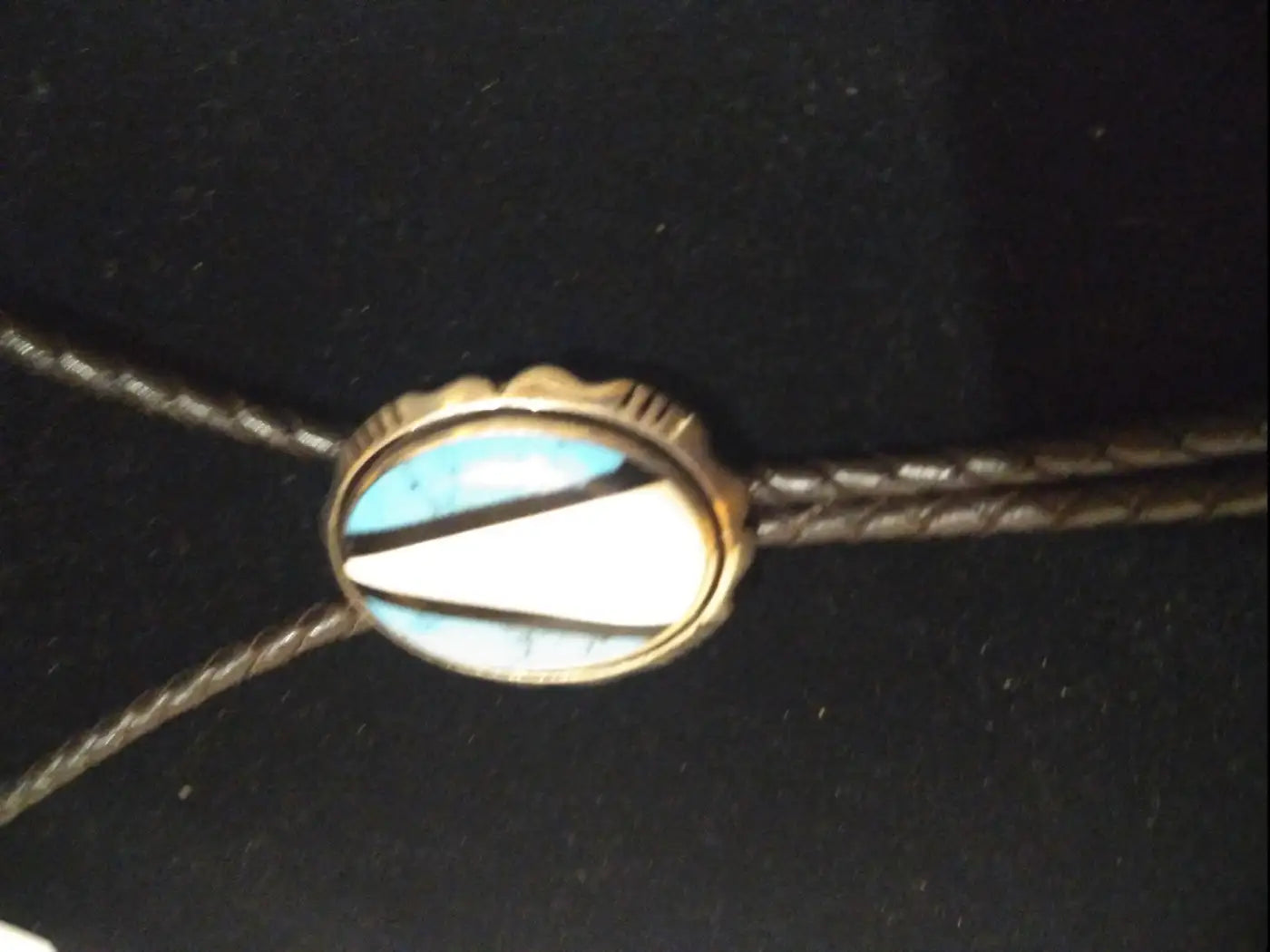 Southwestern style bolo tie with turquoise and abalone