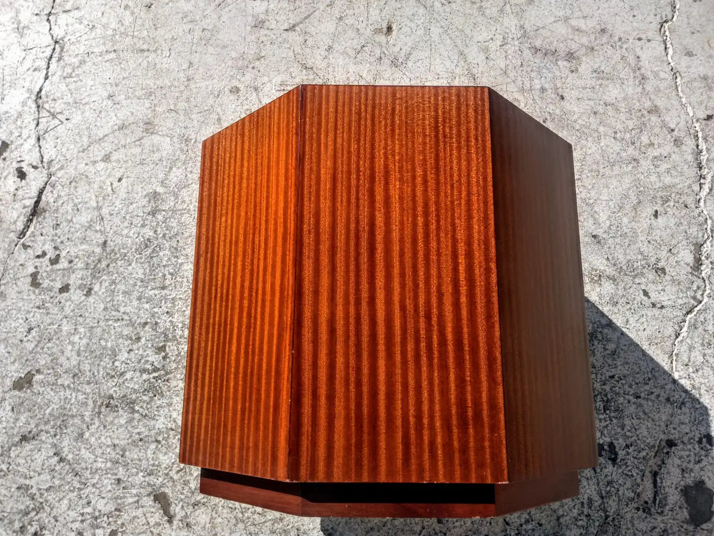 Classic octagon shaped mahogany side table by Brockstein