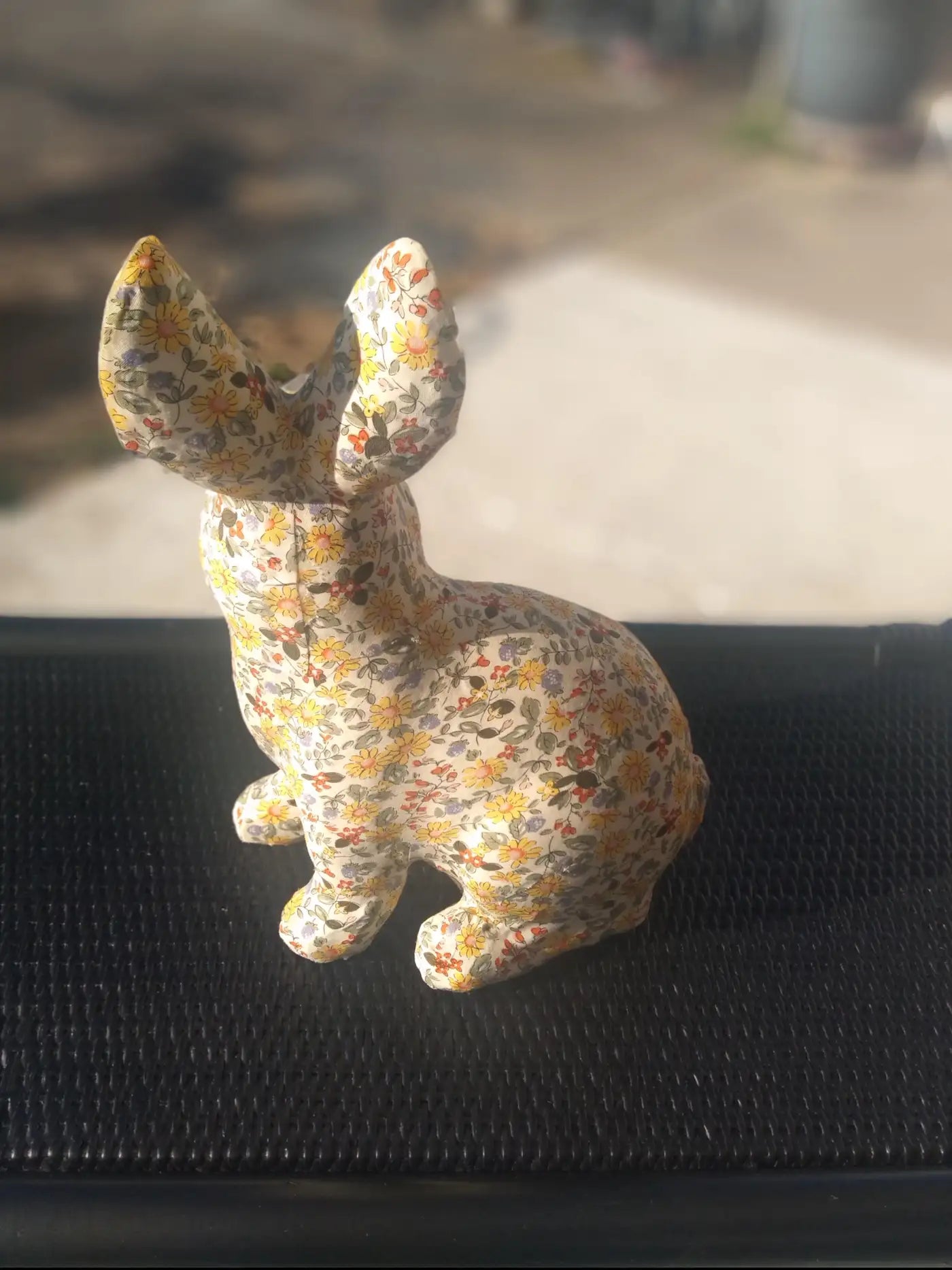 Artistic fabric bunny figure for interior styling