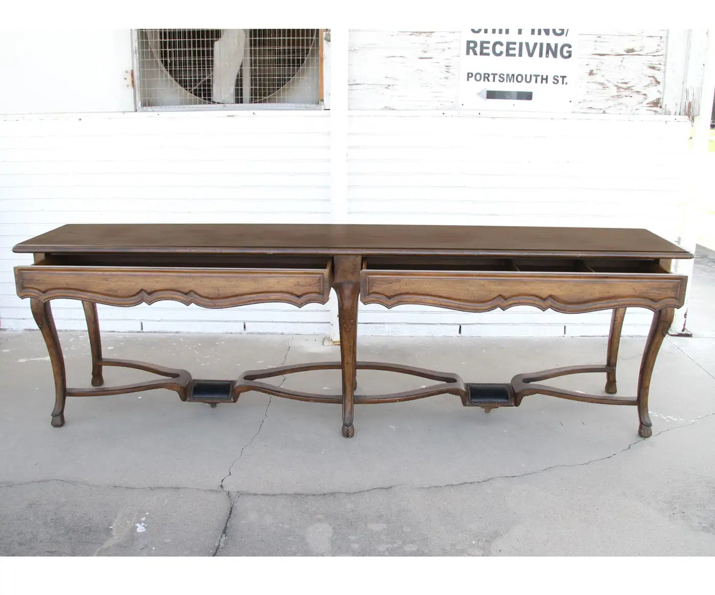 Traditional carved wood console table