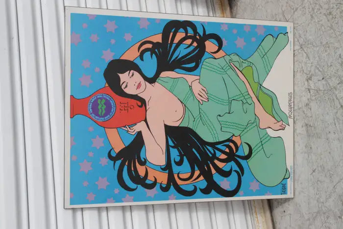 1968 vintage Aquarius poster with celestial artwork