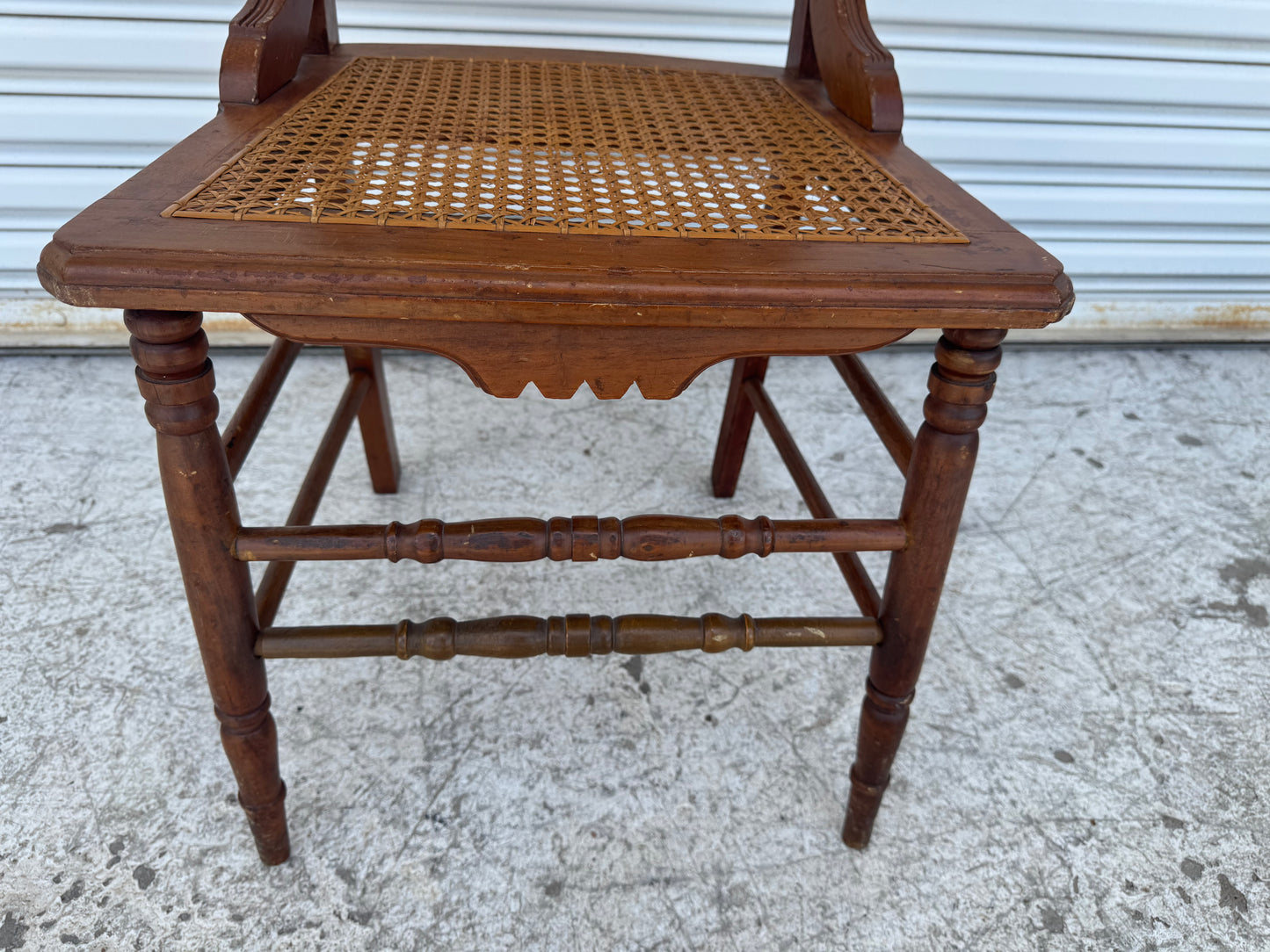 Antique Eastlake Carved Walnut and Cane Parlor Chair