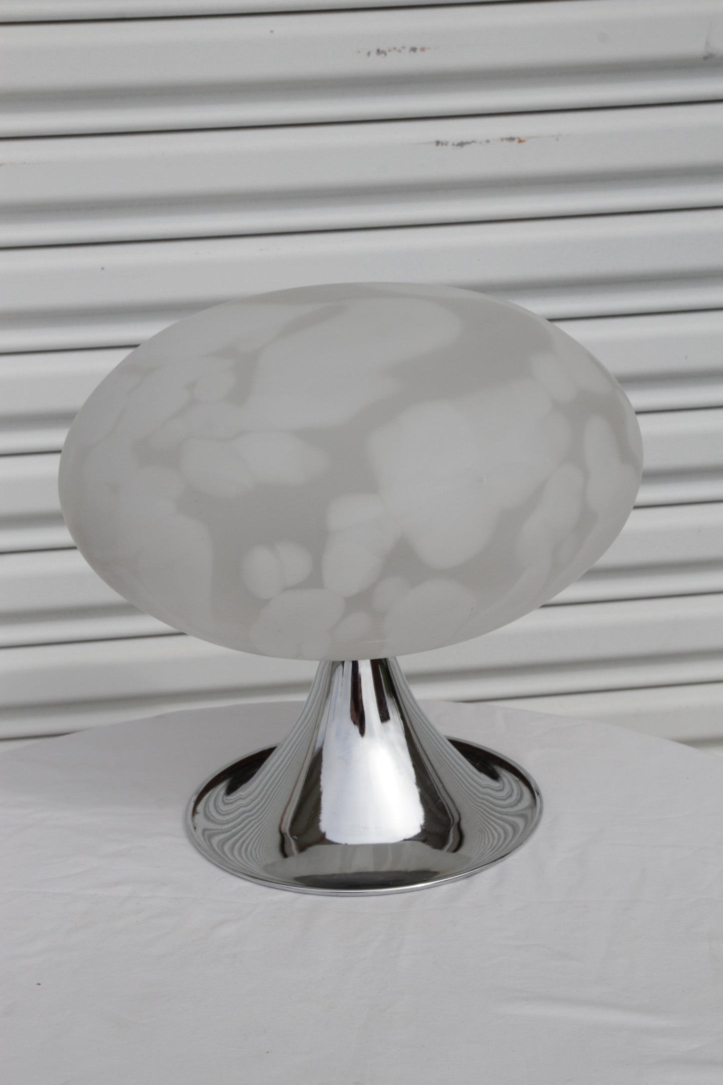 Mid-Century Modern Laurel Mushroom Table Lamps in Chrome / Silver