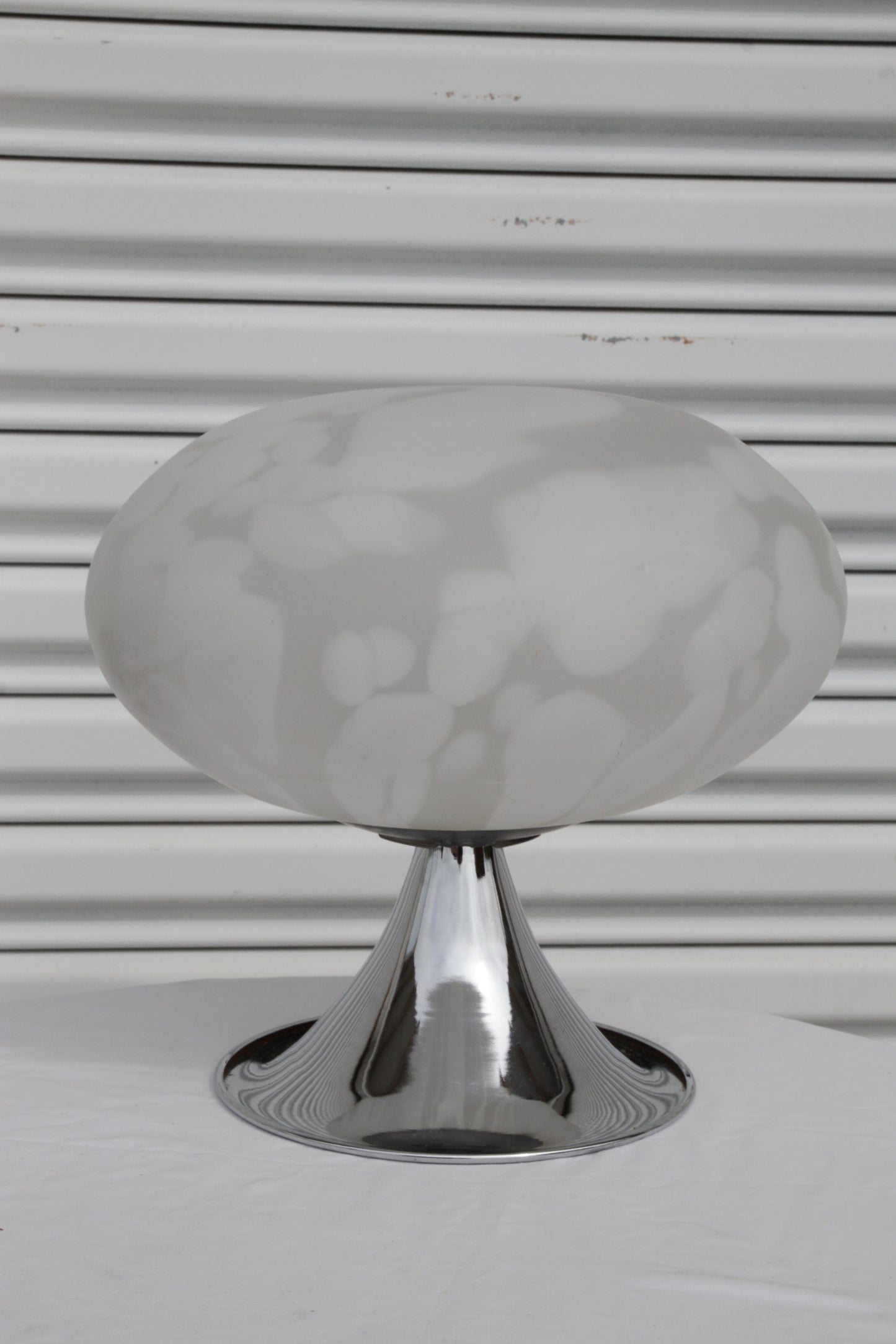 Mid-Century Modern Laurel Mushroom Table Lamps in Chrome / Silver