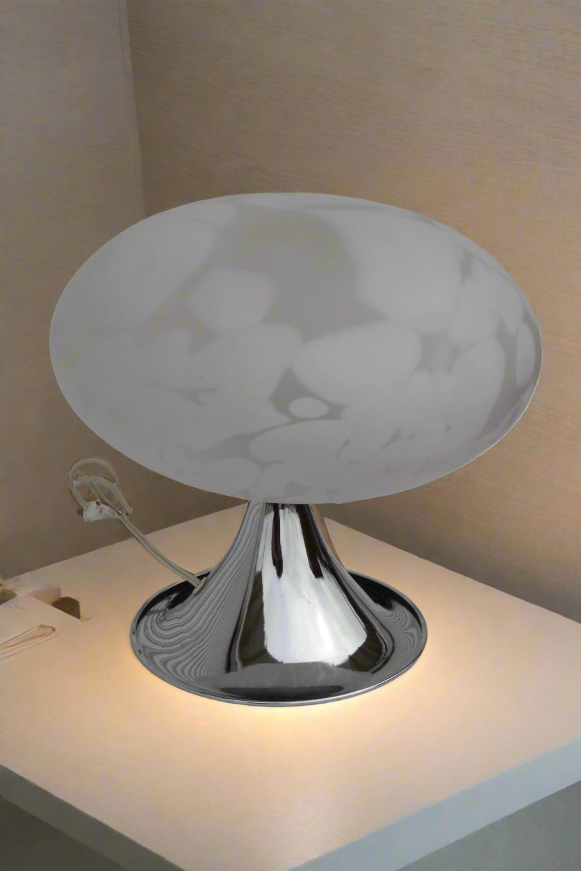 Mid-Century Modern Laurel Mushroom Table Lamps in Chrome / Silver
