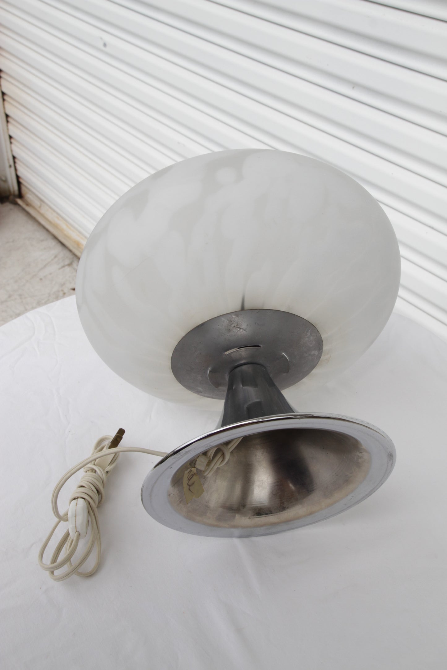 Mid-Century Modern Laurel Mushroom Table Lamps in Chrome / Silver