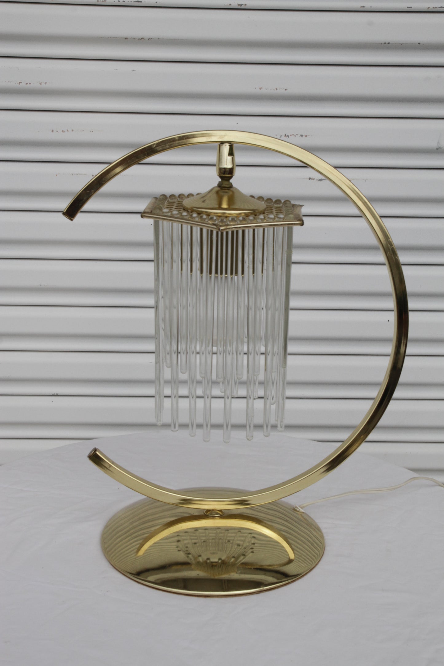 Brass Table Lamps with Cascading Glass Rods by Gaetano Sciolari