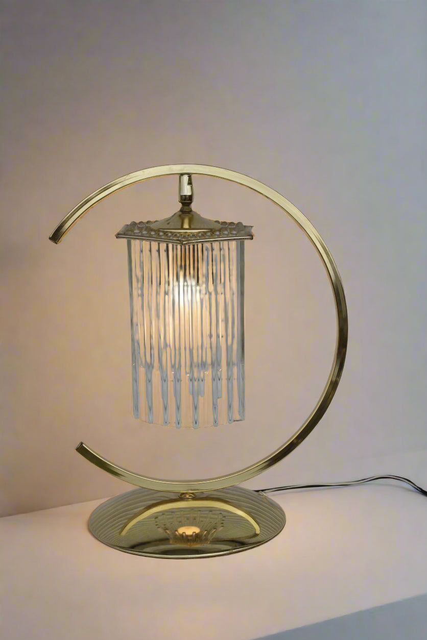 Brass Table Lamps with Cascading Glass Rods by Gaetano Sciolari