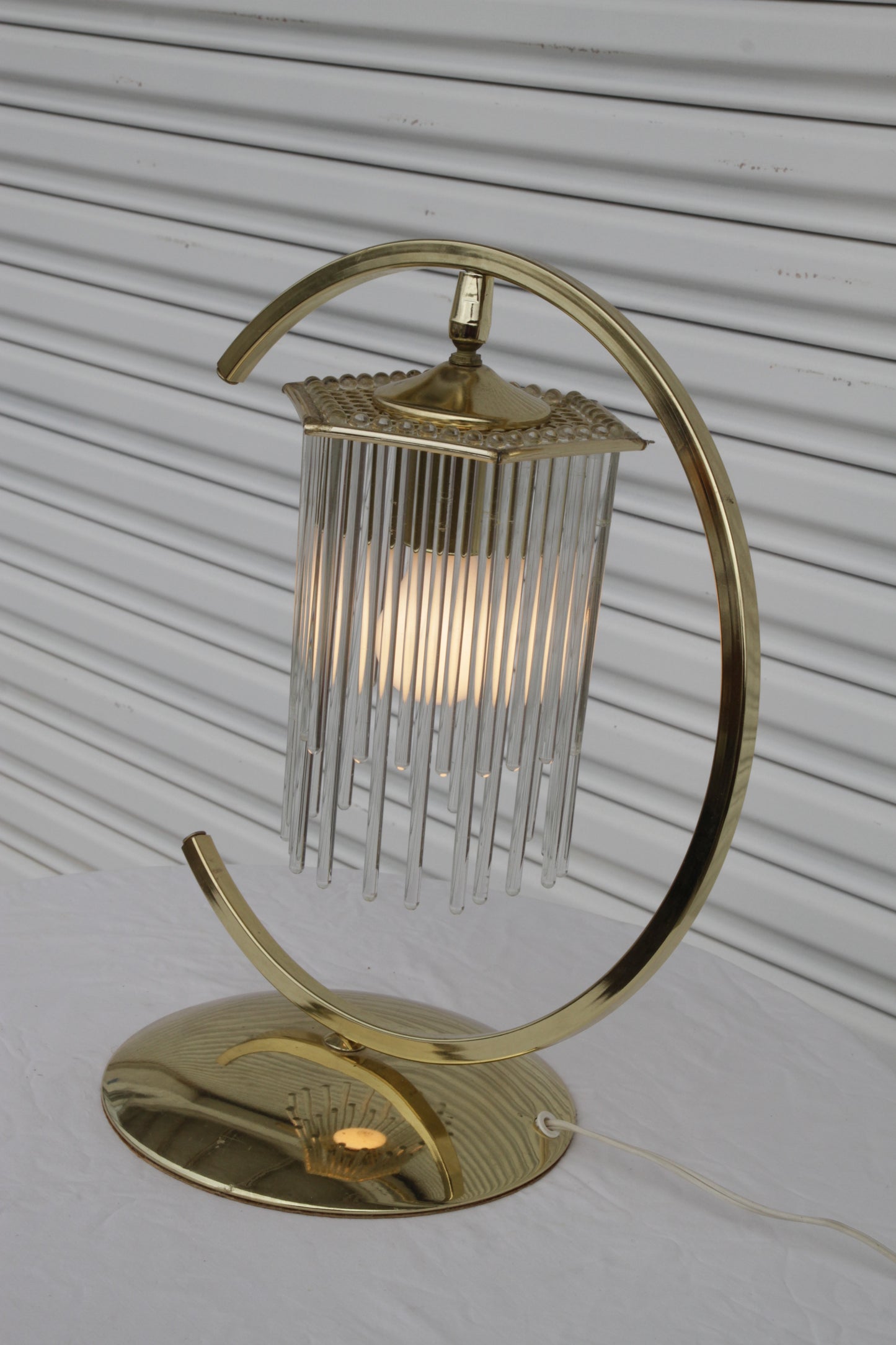 Brass Table Lamps with Cascading Glass Rods by Gaetano Sciolari