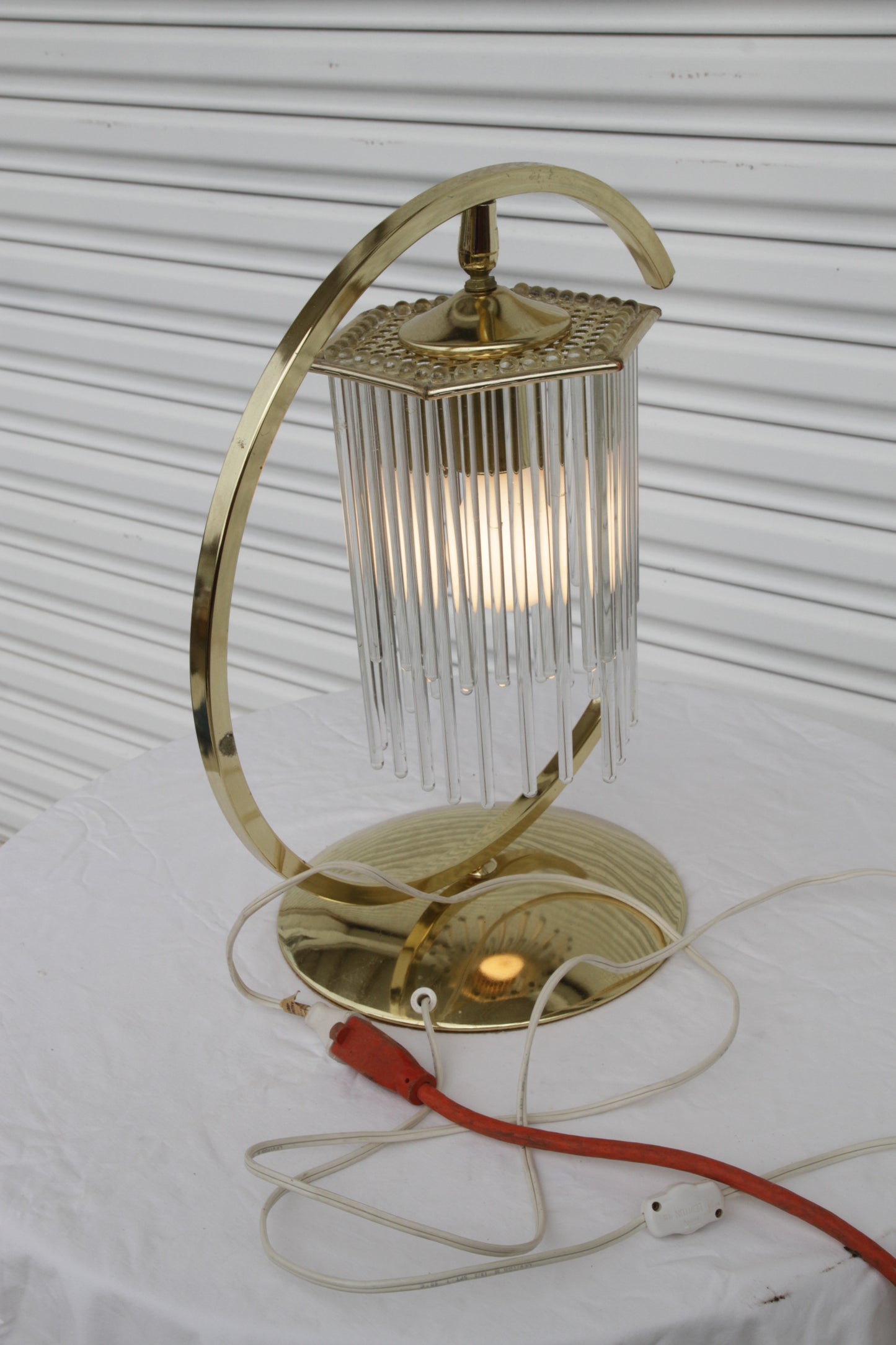 Brass Table Lamps with Cascading Glass Rods by Gaetano Sciolari