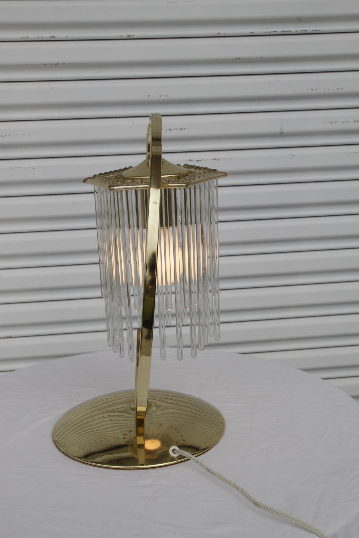 Brass Table Lamps with Cascading Glass Rods by Gaetano Sciolari