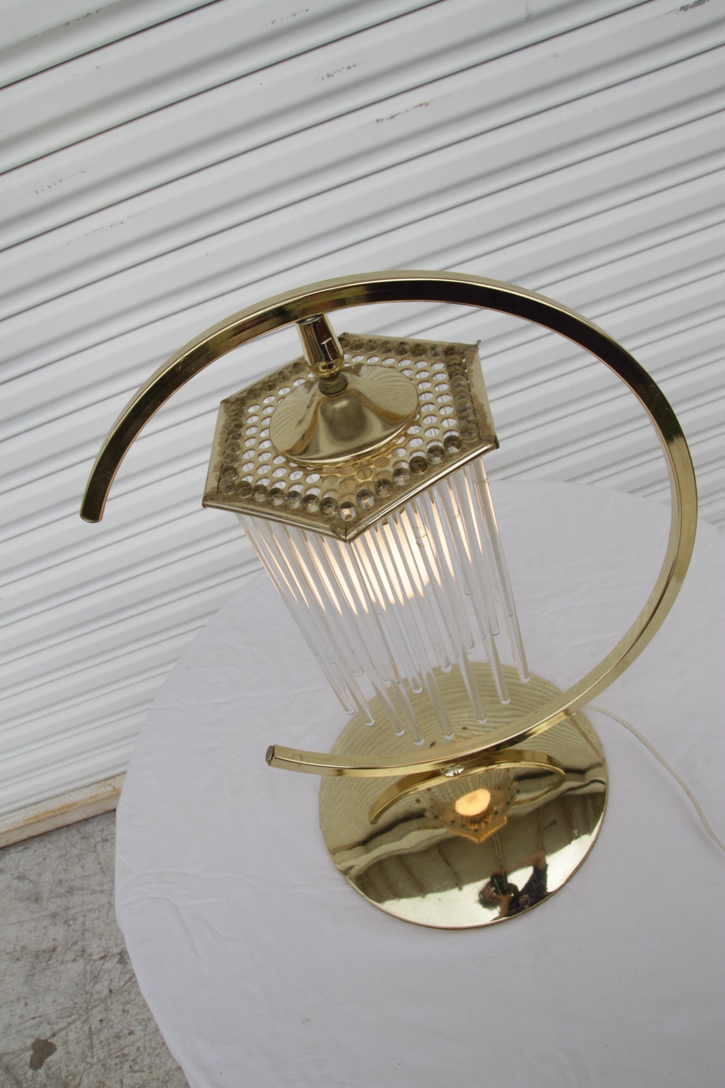 Brass Table Lamps with Cascading Glass Rods by Gaetano Sciolari
