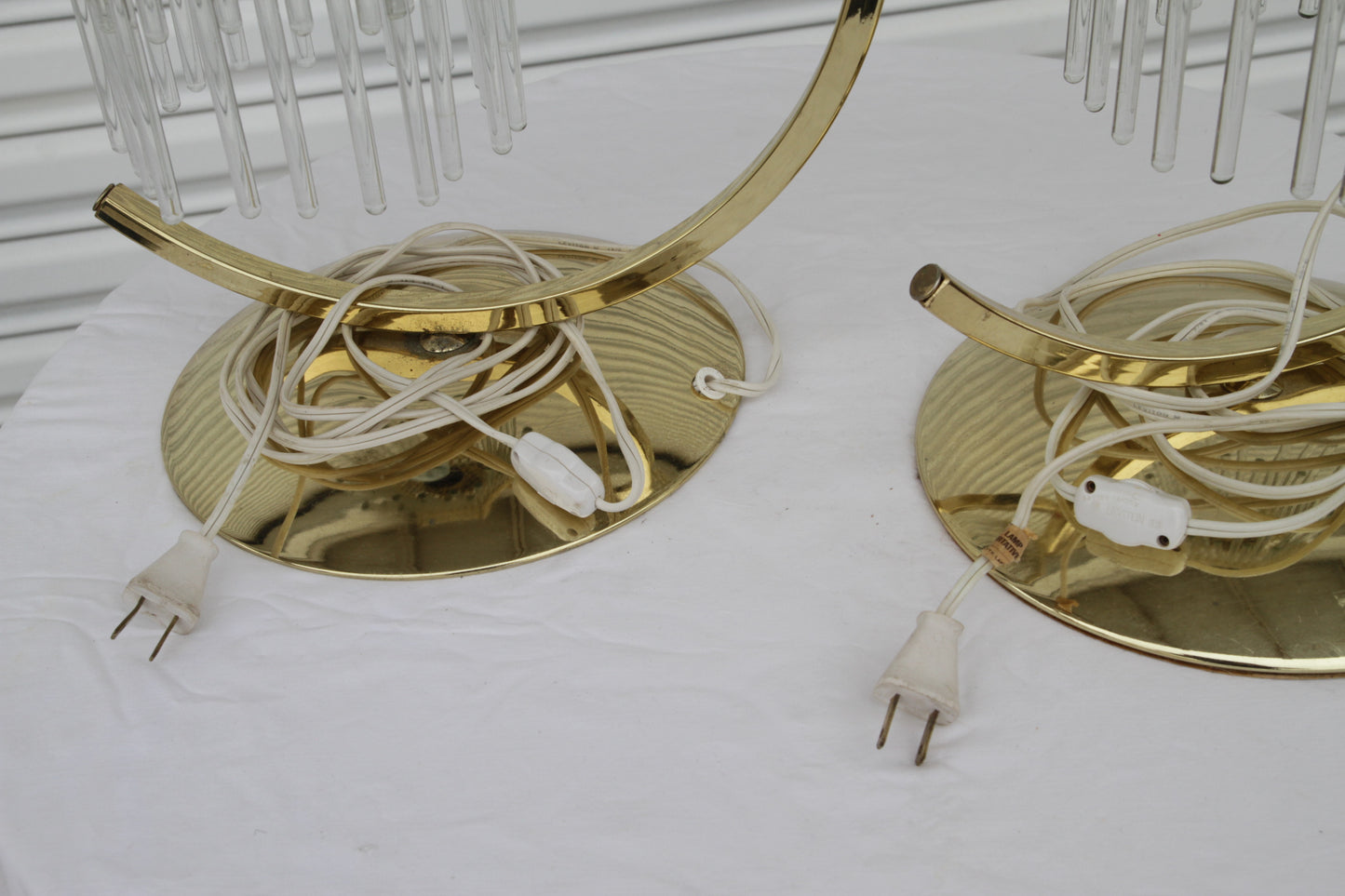 Brass Table Lamps with Cascading Glass Rods by Gaetano Sciolari