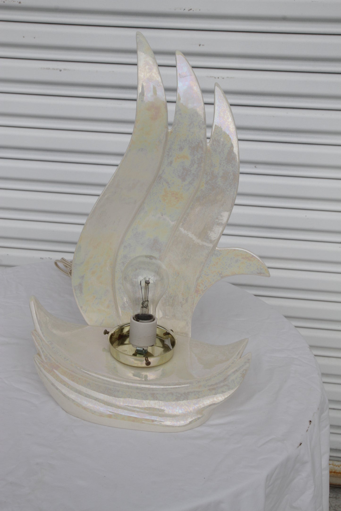 Bubbled Acrylic Glass Table Lamp from Maison Rougier, 1970s