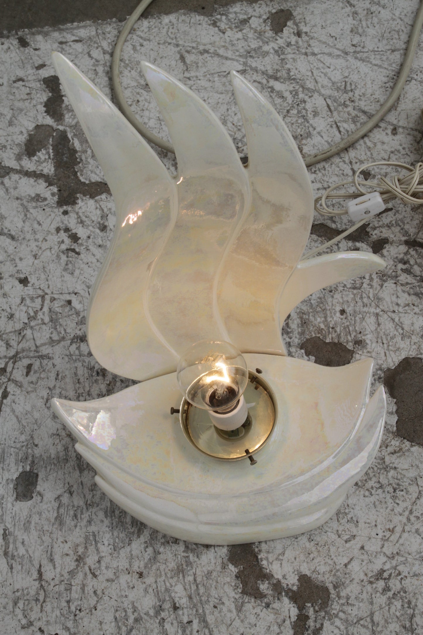 Bubbled Acrylic Glass Table Lamp from Maison Rougier, 1970s