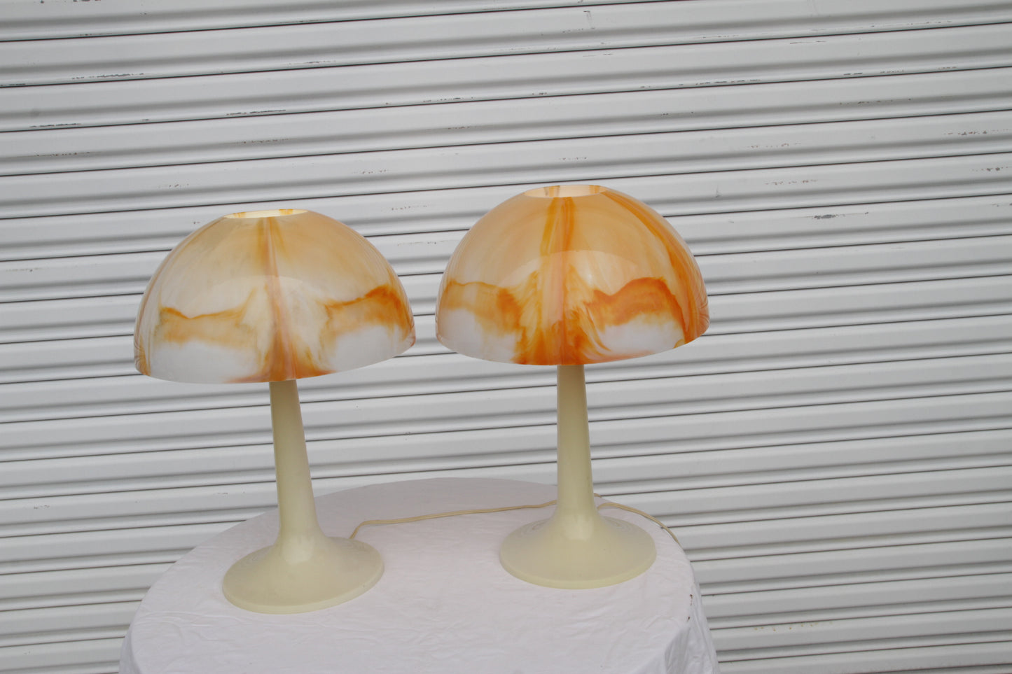 Mid Century Modern Orange Mushroom Lamps