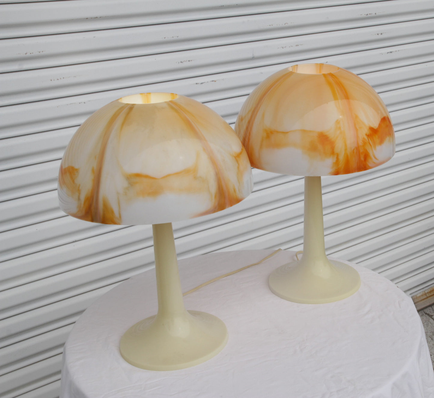 Mid Century Modern Orange Mushroom Lamps