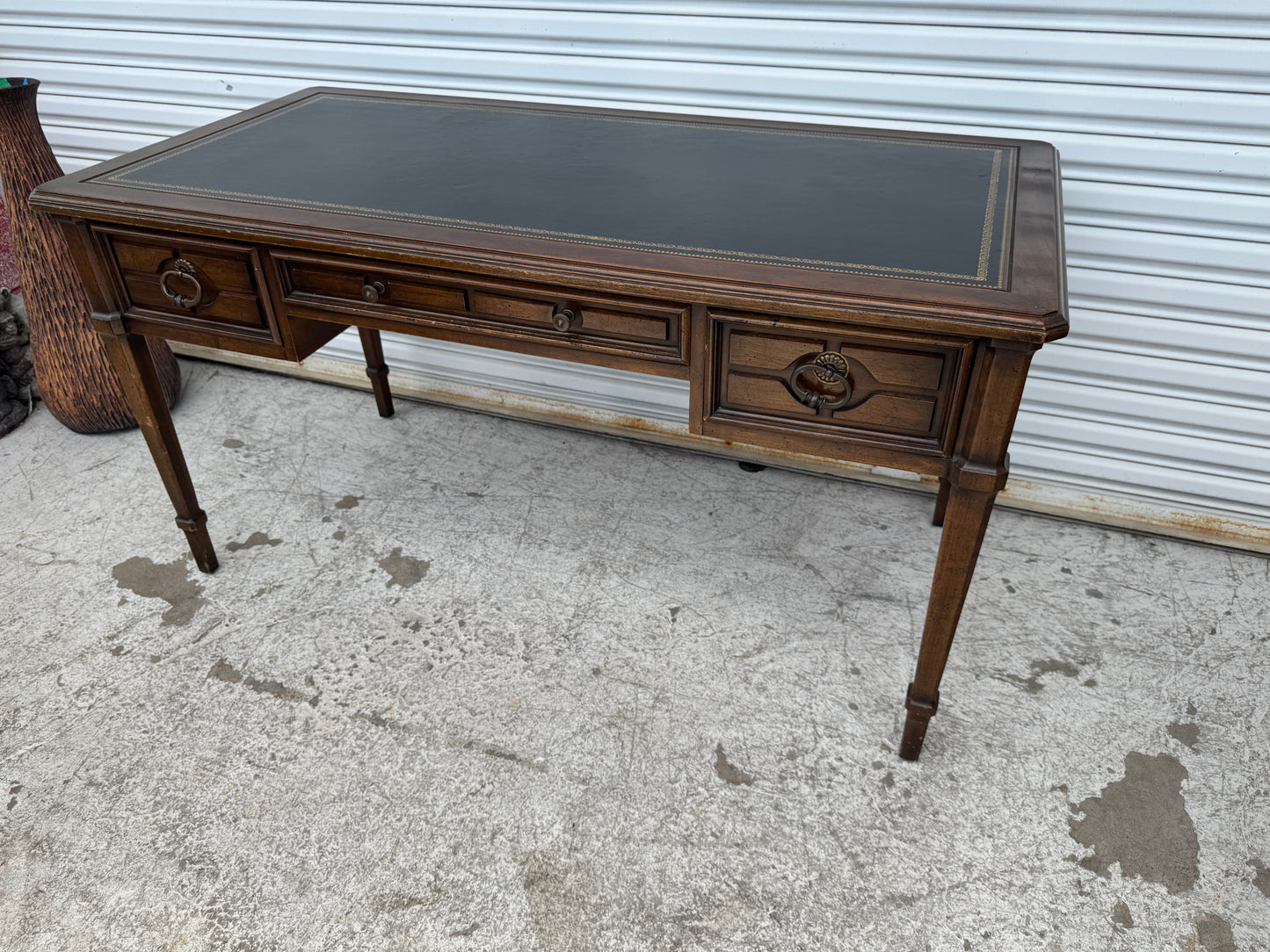Vintage Italian Provincial 1970's Sligh Lowry Writing Desk Leather Top