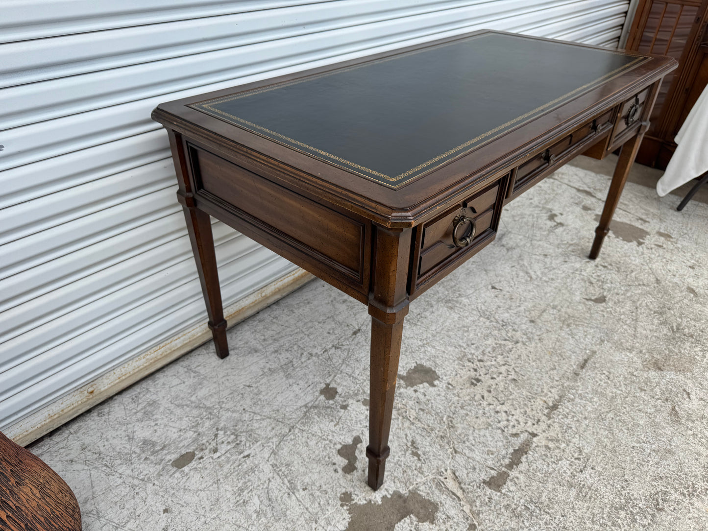 Vintage Italian Provincial 1970's Sligh Lowry Writing Desk Leather Top
