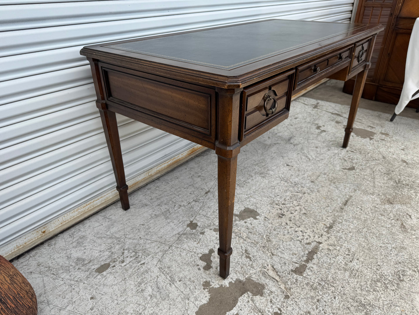 Vintage Italian Provincial 1970's Sligh Lowry Writing Desk Leather Top
