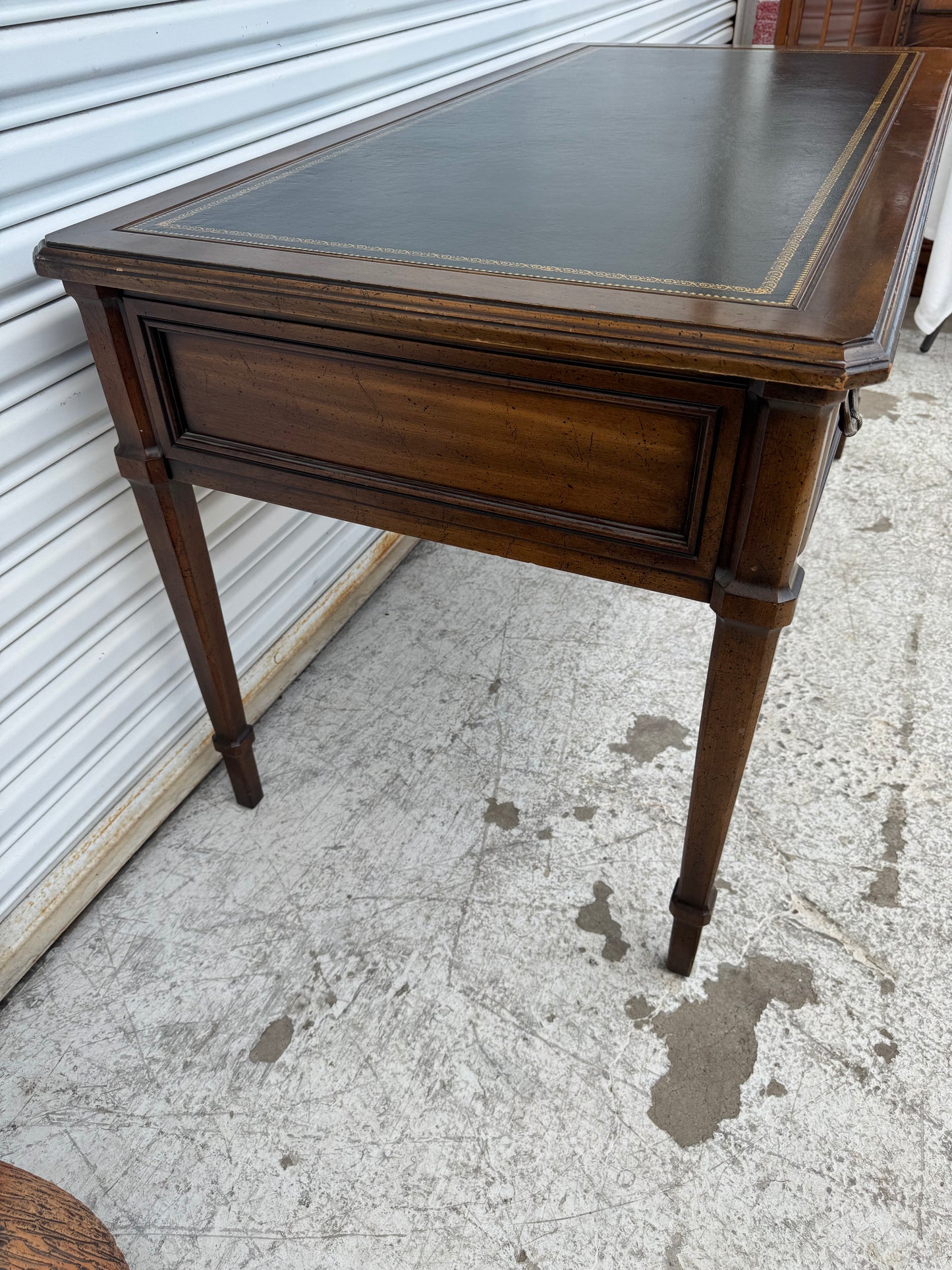 Vintage Italian Provincial 1970's Sligh Lowry Writing Desk Leather Top