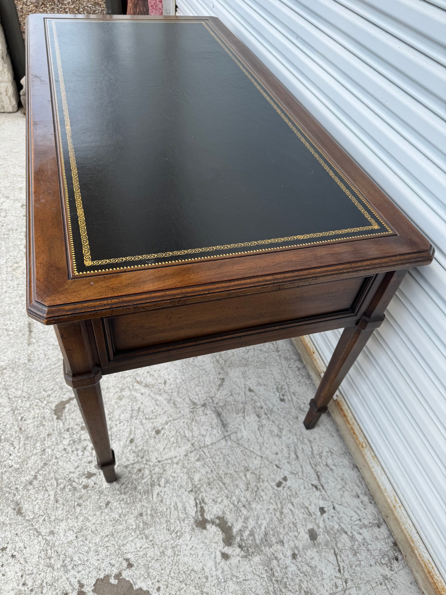 Vintage Italian Provincial 1970's Sligh Lowry Writing Desk Leather Top