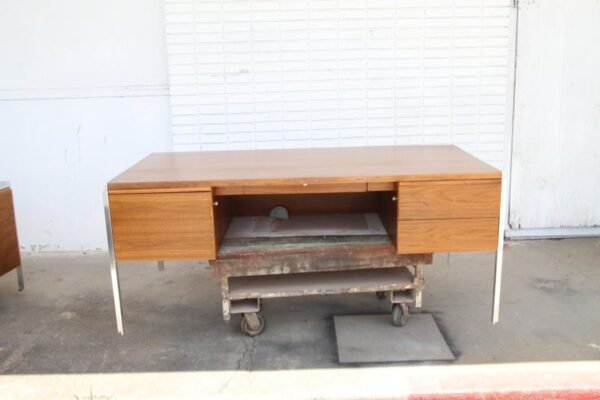 Mid-Century Modern Walnut and Aluminum Desk