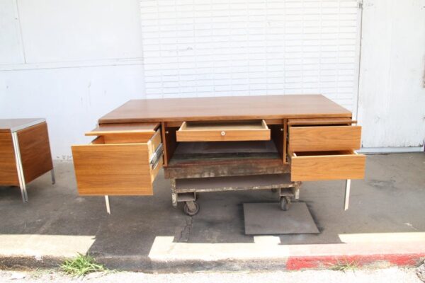 Mid-Century Modern Walnut and Aluminum Desk