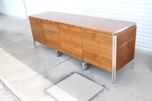 Metro Retro walnut and aluminum desk