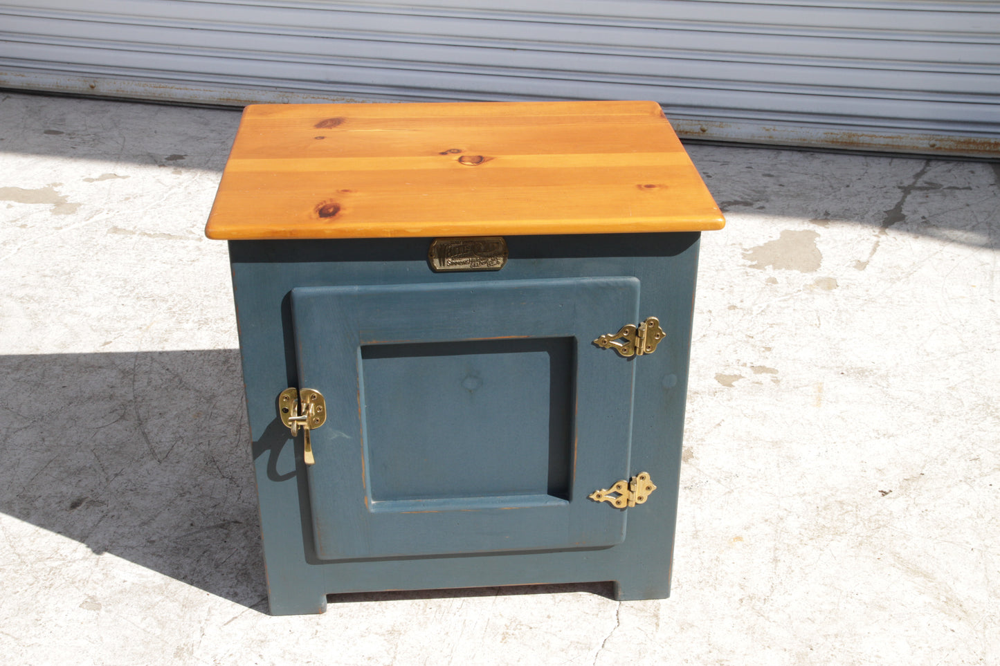Oak ice box nightstand cabinet
