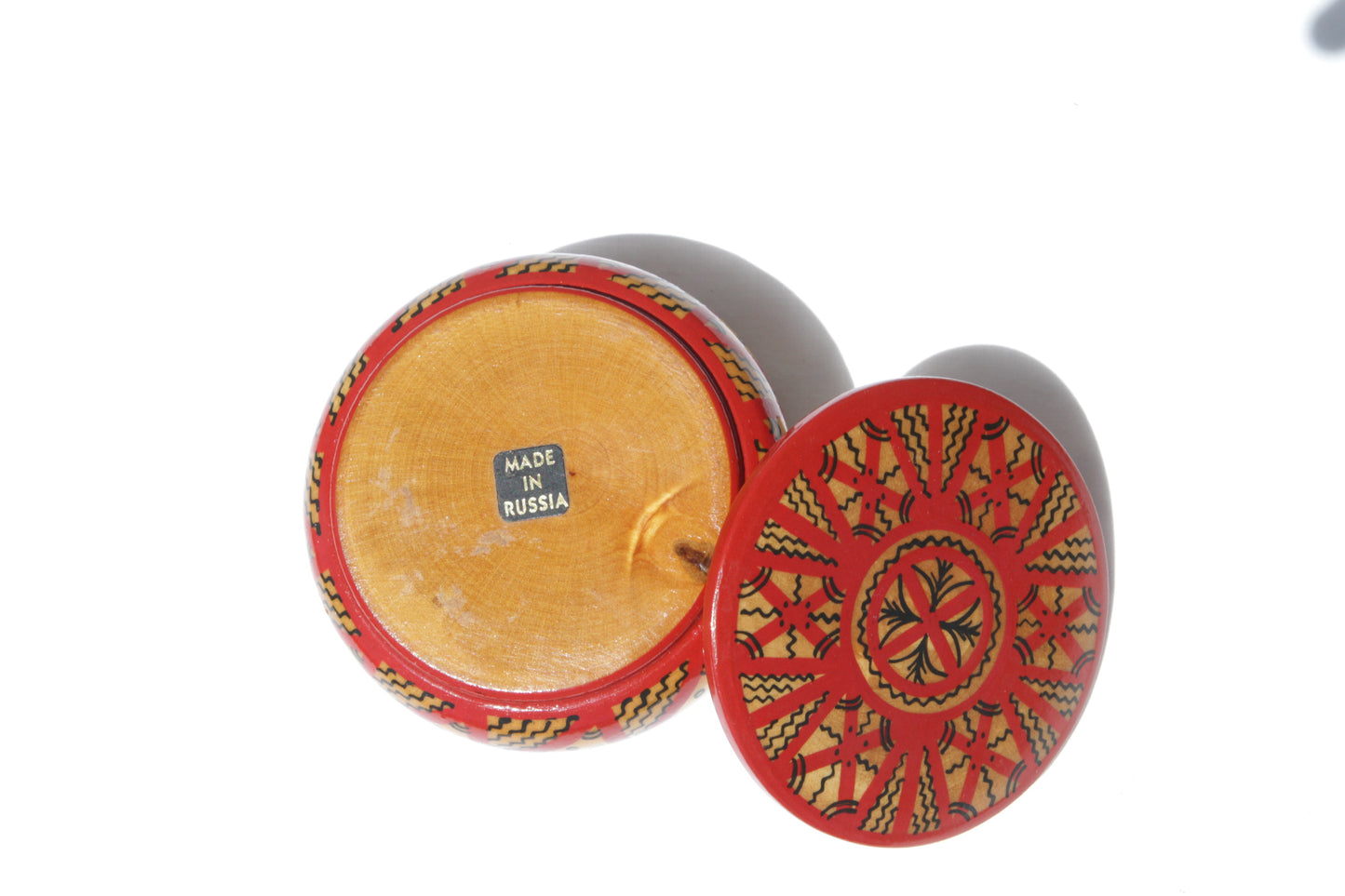 Vintage round Russian hand-painted box