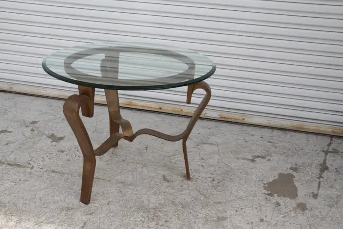 Wrought Iron Round Coffee Table with Glass Top
