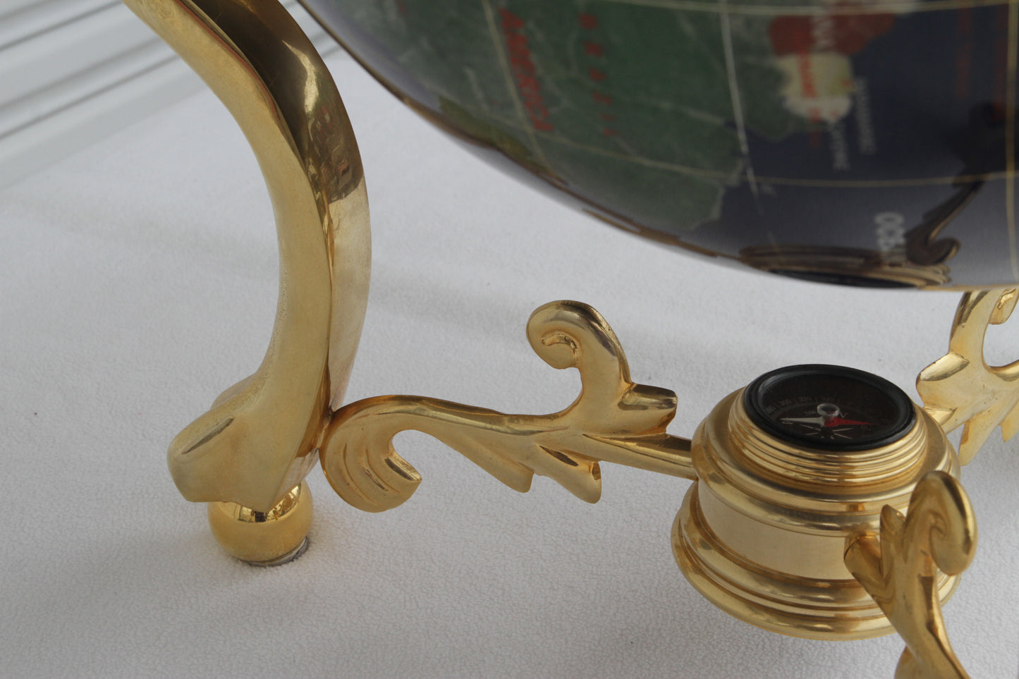 Pietra Dura and Brass Globe Attributed to Maitland Smith