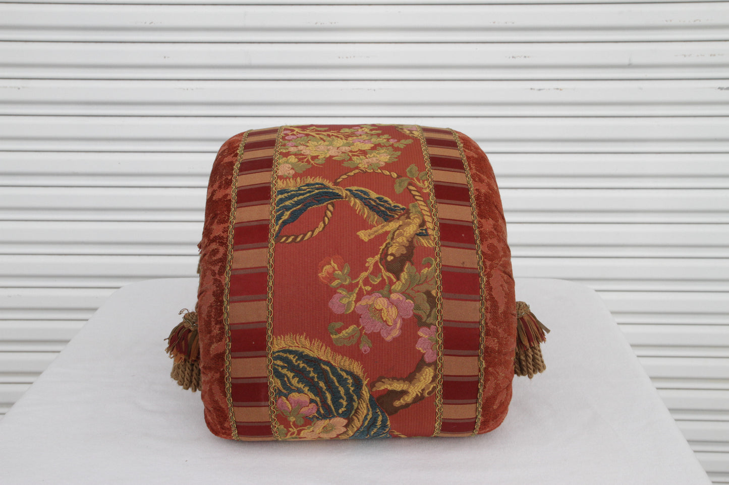 1980s Postmodern Chinoiserie Scroll Footstool
