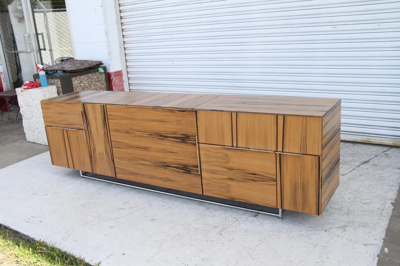 Designer Domino credenza with wood finish