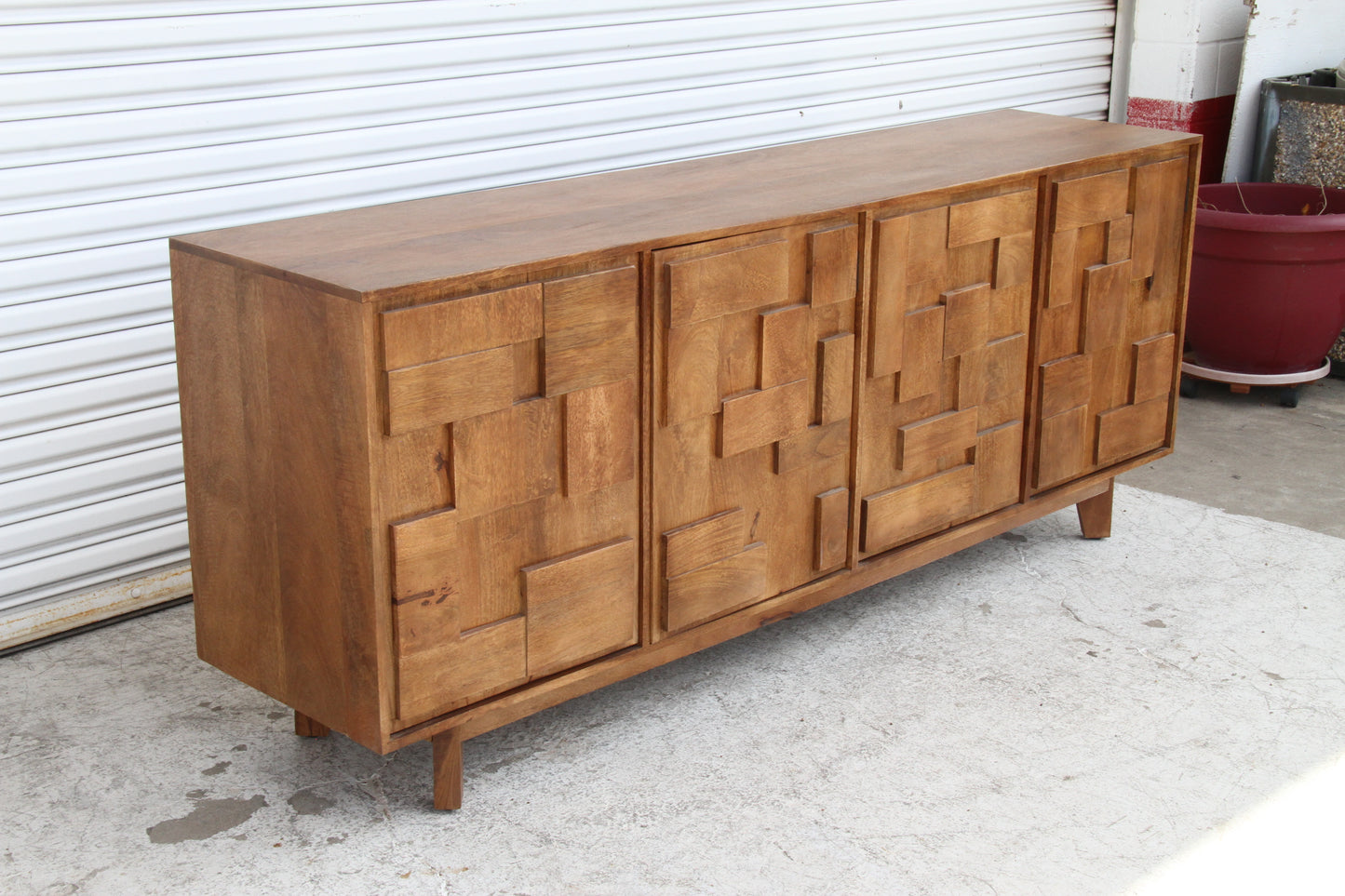Brutalist Style Four Door Credenza