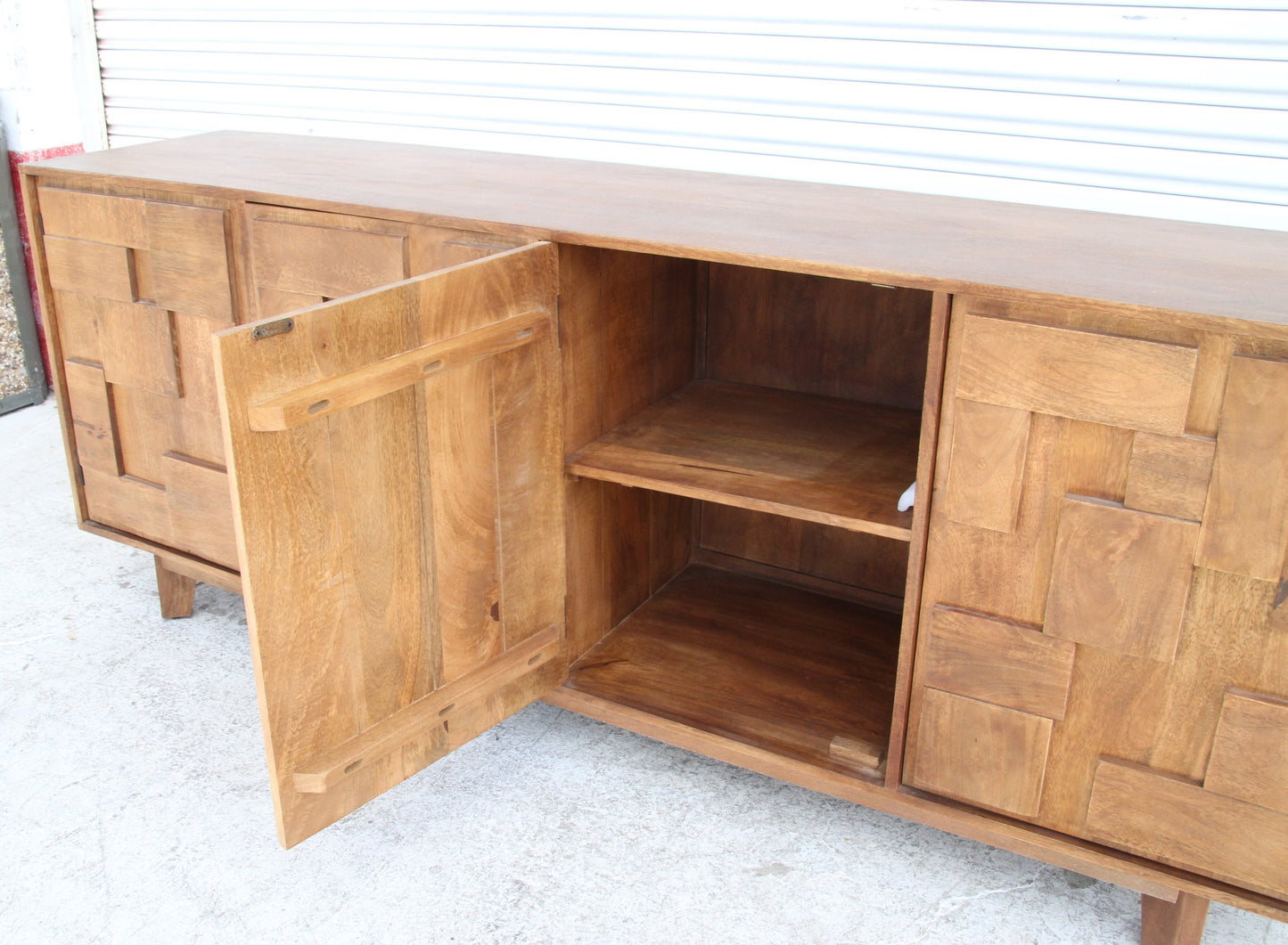 Brutalist Style Four Door Credenza