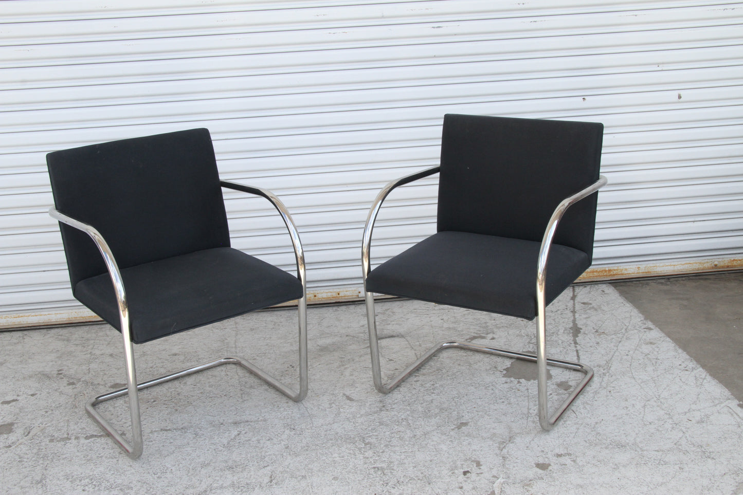 Brno Black Fabric Tubular Dining Chairs by Knoll, Set of 2