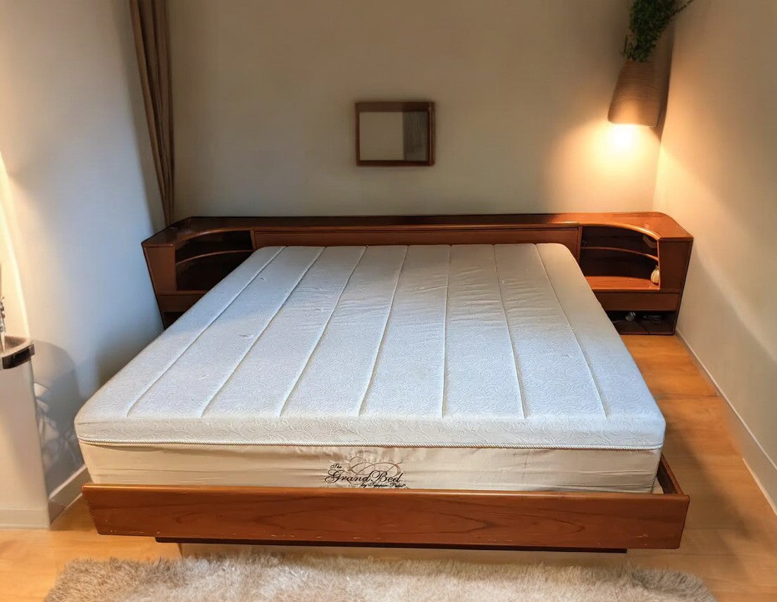 Mid century Danish modern king size wood bed