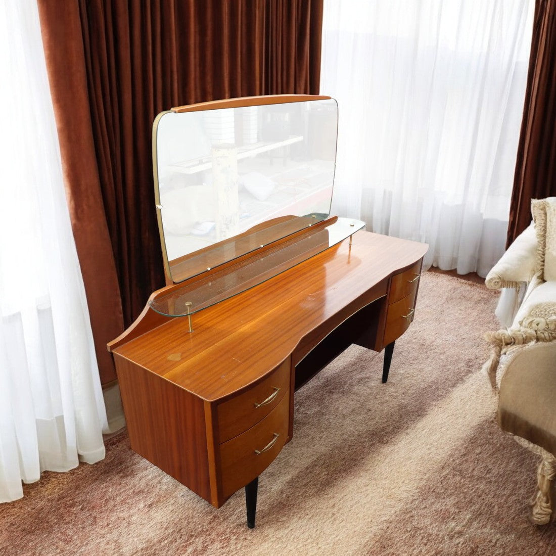 mid century modern dresser vanity Martin Svensson Home Mid-Century Modern White/Gray/Black Vanity/Desk w/Mirror