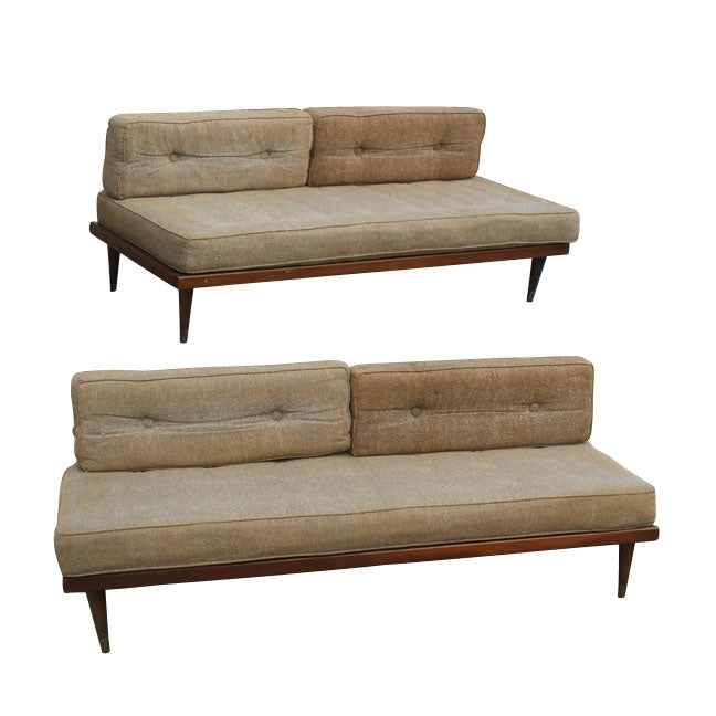 Mid century modern daybed sofa couch MR10906 brown linen