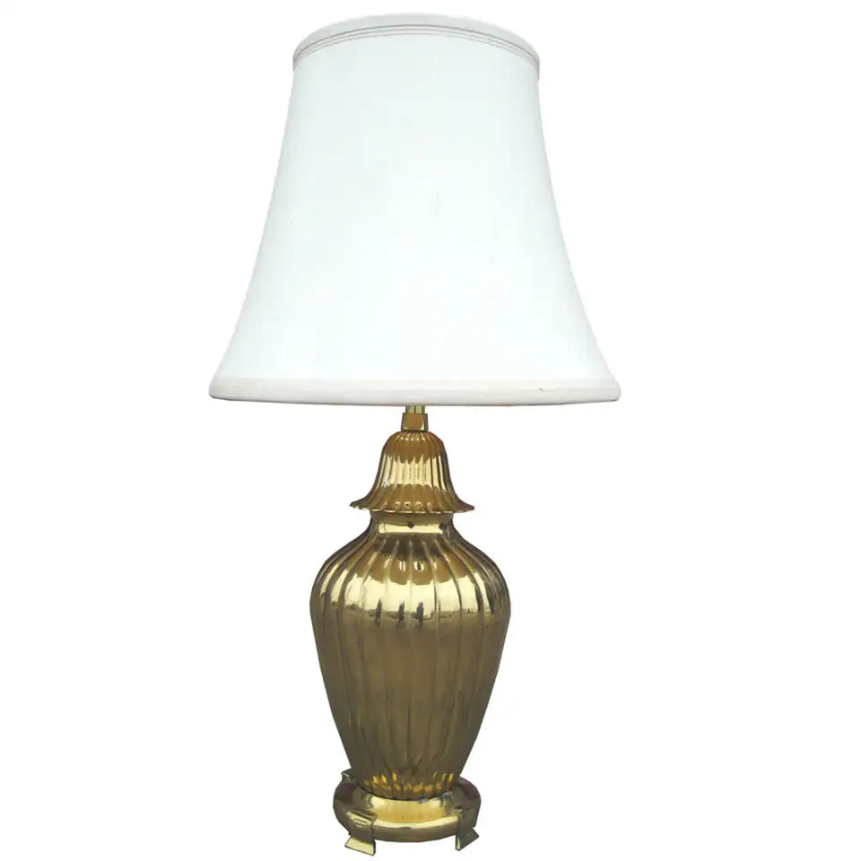 Vintage Marbro ribbed brass lamp in modern living room