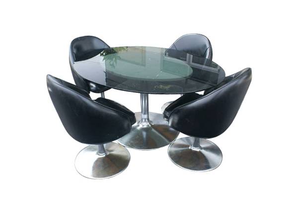 Oval glass top tulip dining set mid-century Metro Retro Furniture