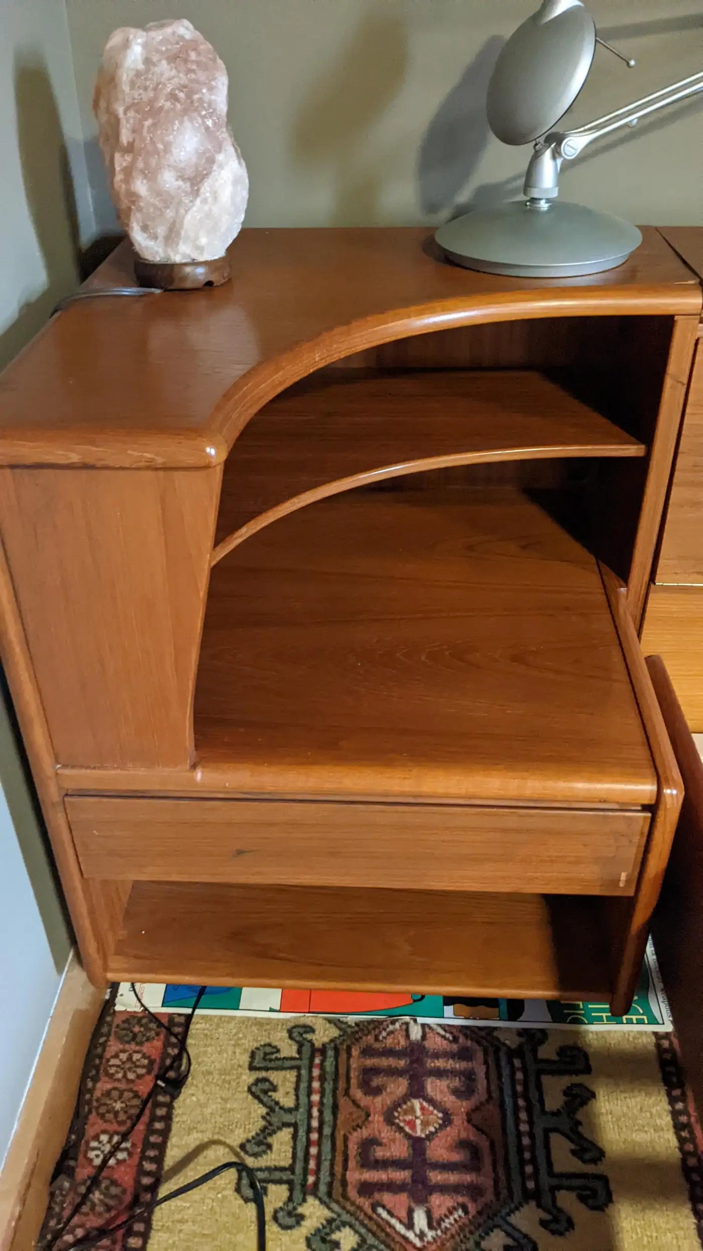 Modern Danish wood bed frame with nightstands
