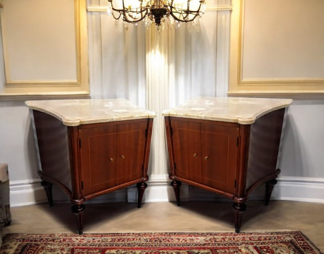 Louis XVI Directoire style marble top nightstands