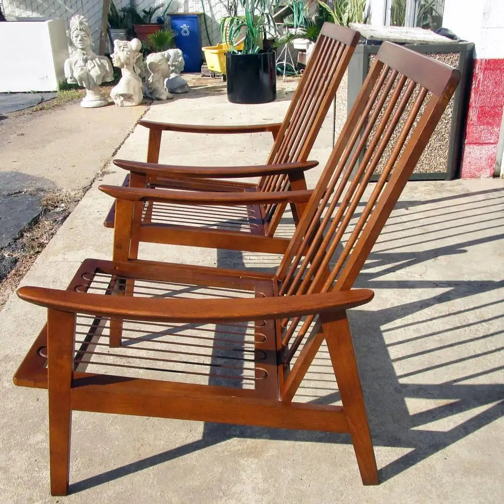 Danish modern seating pair on patio