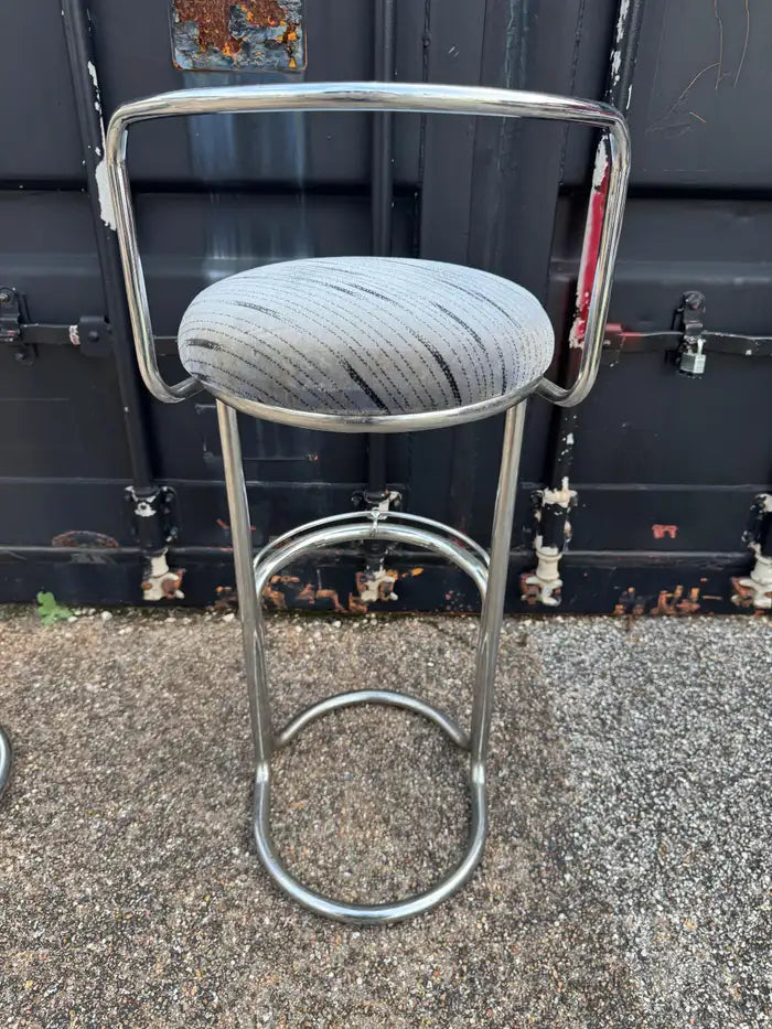Polished chrome tubular steel bar seating set