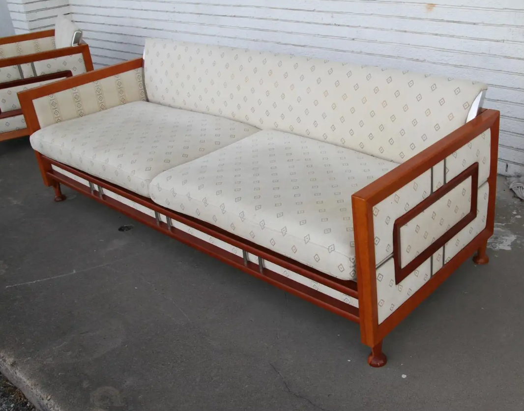 Solid teak sofa made in Spain for living room